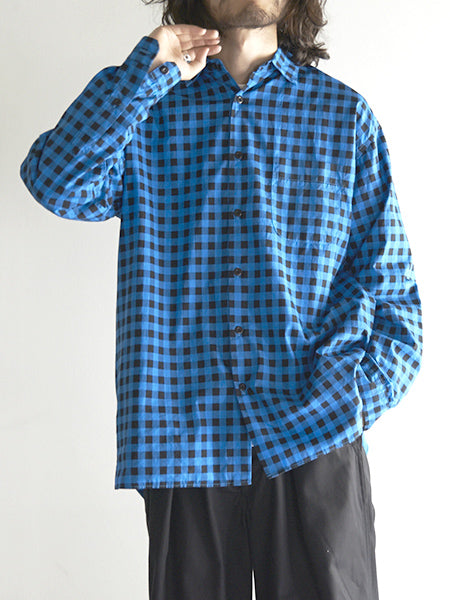 WIDE SPREAD COLLAR SHIRTS GHINGAM CHECK POPLIN