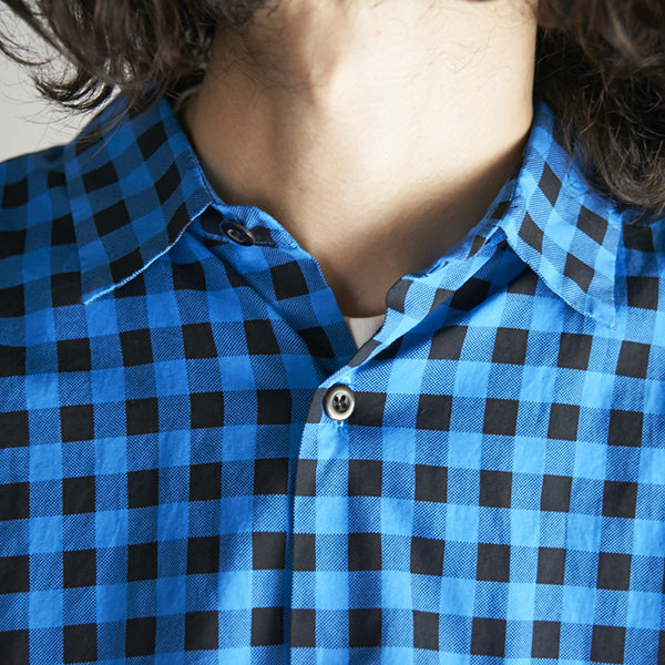 WIDE SPREAD COLLAR SHIRTS GHINGAM CHECK POPLIN