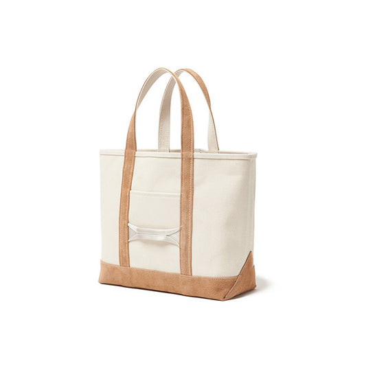 Cotton Canvas Tote Bag M with Cow Suede