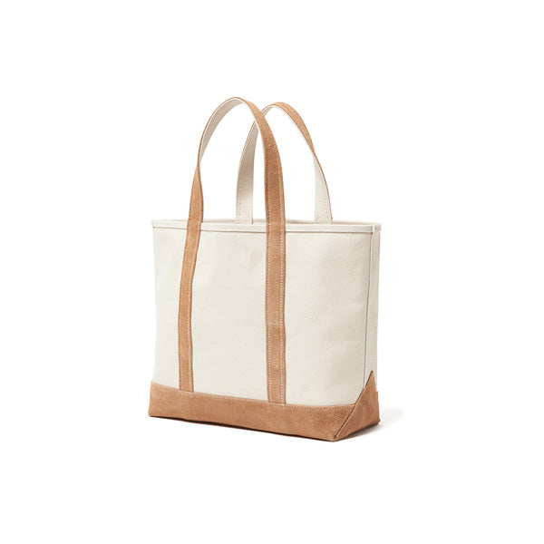 Cotton Canvas Tote Bag M with Cow Suede