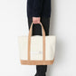 Cotton Canvas Tote Bag M with Cow Suede