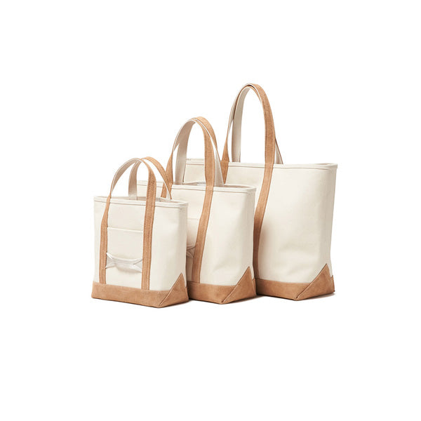 Cotton Canvas Tote Bag M with Cow Suede