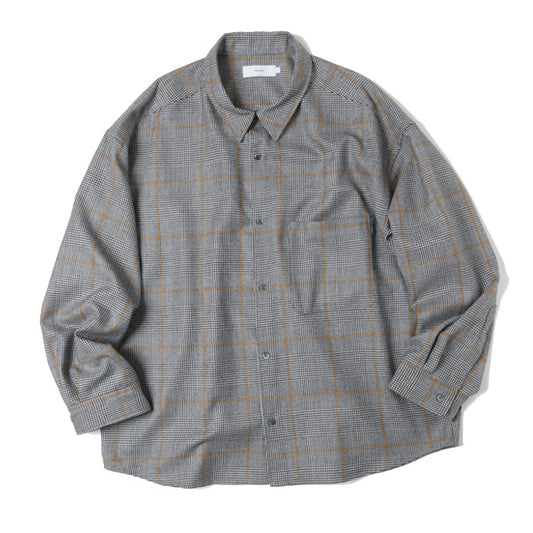 Wool Check Regular Collar Big Sleeve Shirt