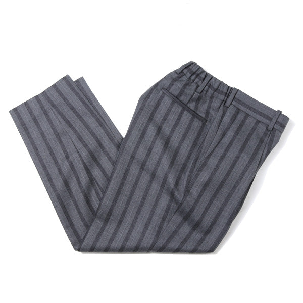 FRONT PLEATED PEGTOP WOOL DOBBY STRIPE