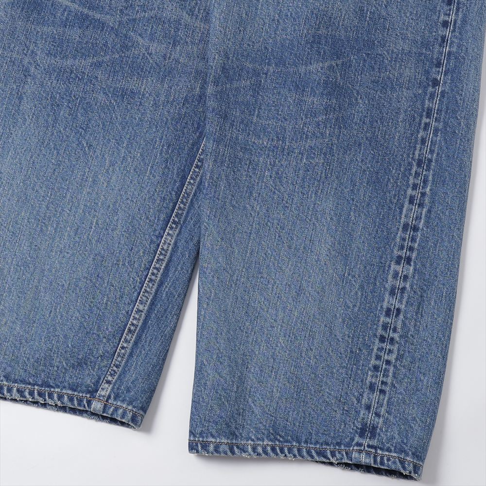インディゴ スビンコットン 13.5oz バギーデニム(Medium Dark Blue Damage)