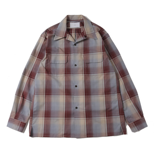 OMBRE PLAID OPEN COLLAR BLOUSE