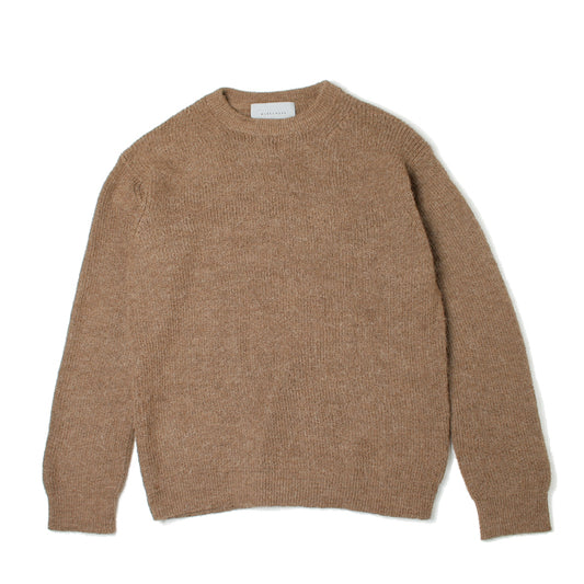 RIB CREWNECK SWEATER NATURAL COLOR FINE ALPACA