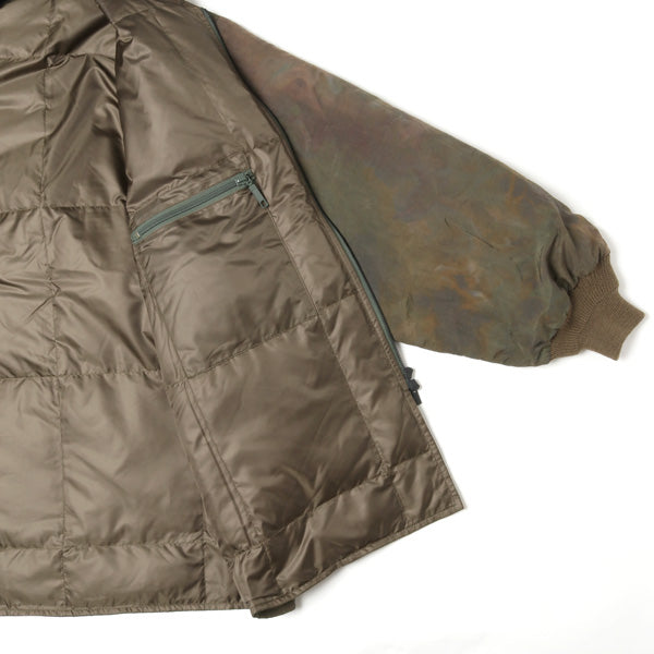 Stand Collar Down Sur Coat-Nylon Tussore/UnevenDye