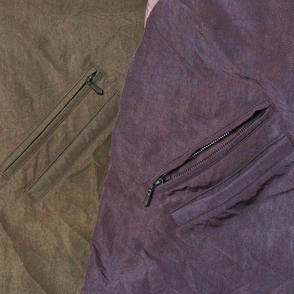 Stand Collar Down Sur Coat-Nylon Tussore/UnevenDye