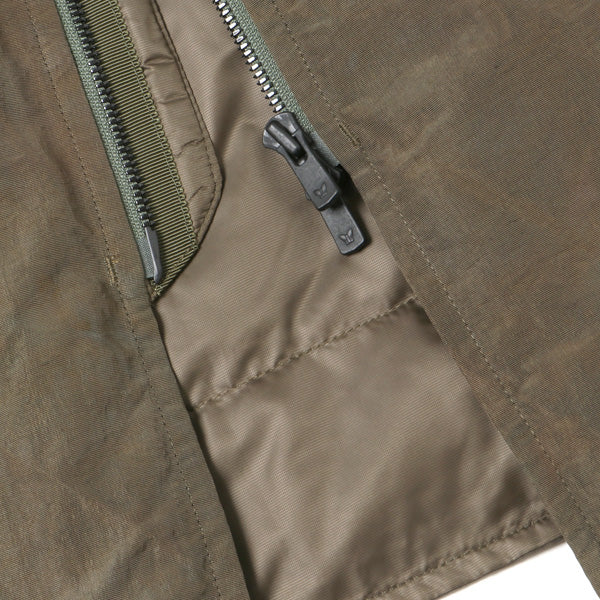 Stand Collar Down Sur Coat-Nylon Tussore/UnevenDye
