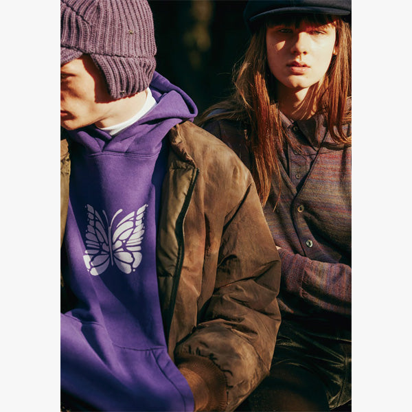 Stand Collar Down Sur Coat-Nylon Tussore/UnevenDye