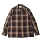OMBRE PLAID OPEN COLLAR BLOUSE