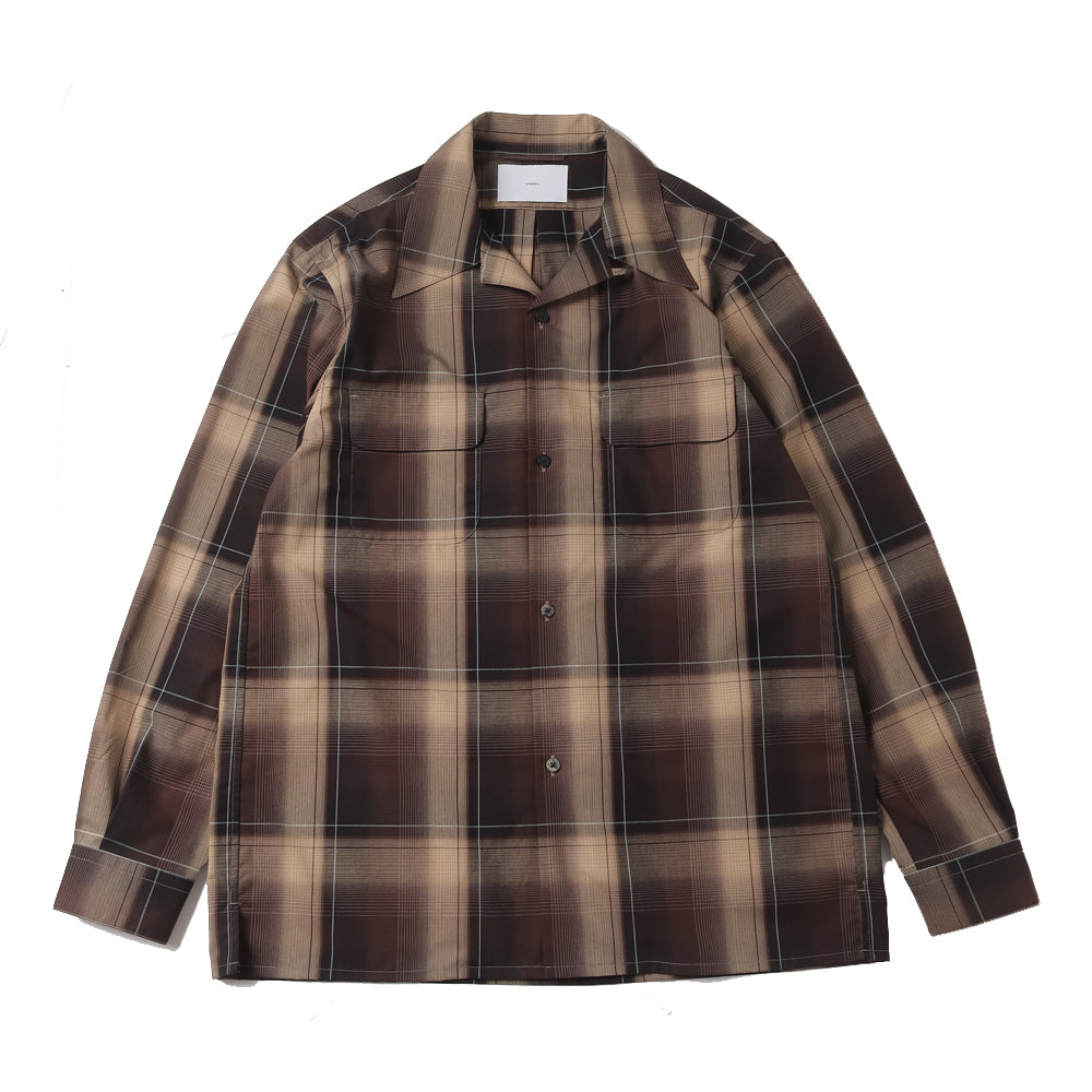 OMBRE PLAID OPEN COLLAR BLOUSE