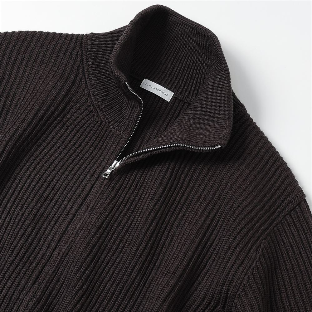 Stand Collared Double Rib Knit
