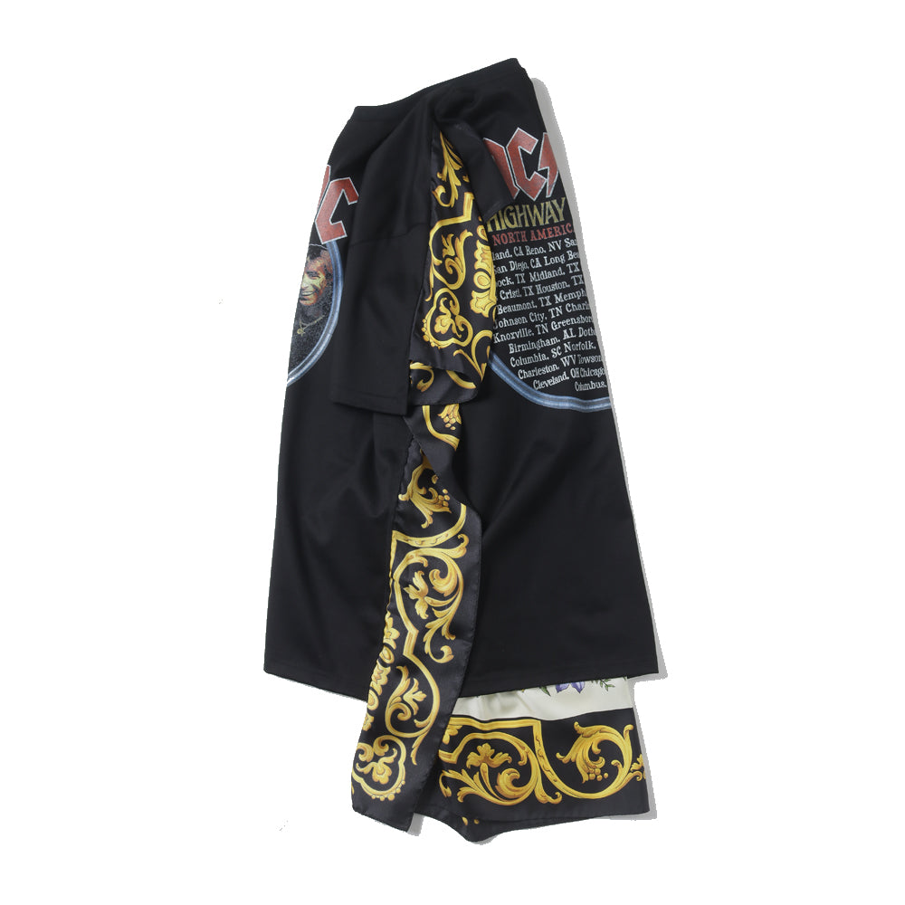 Cotton-filled jersey print AC/DC x silk scarf T001