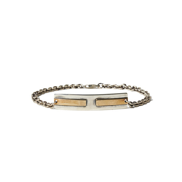 925 Silver Plate Chain Bracelet with H Brass Plate