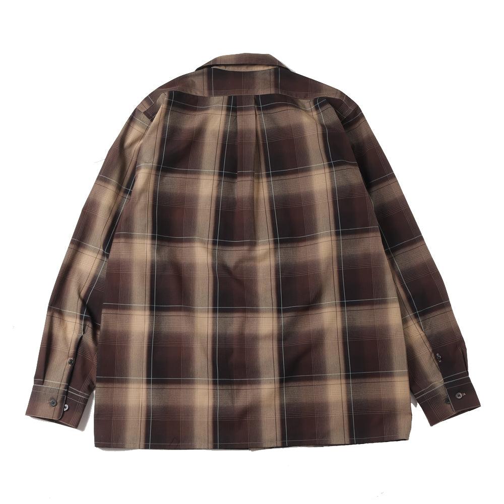 OMBRE PLAID OPEN COLLAR BLOUSE