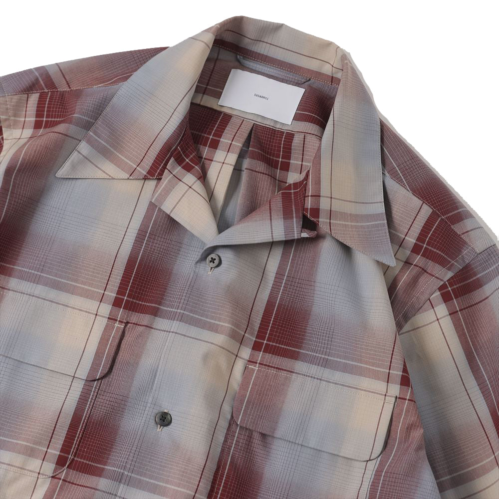 OMBRE PLAID OPEN COLLAR BLOUSE