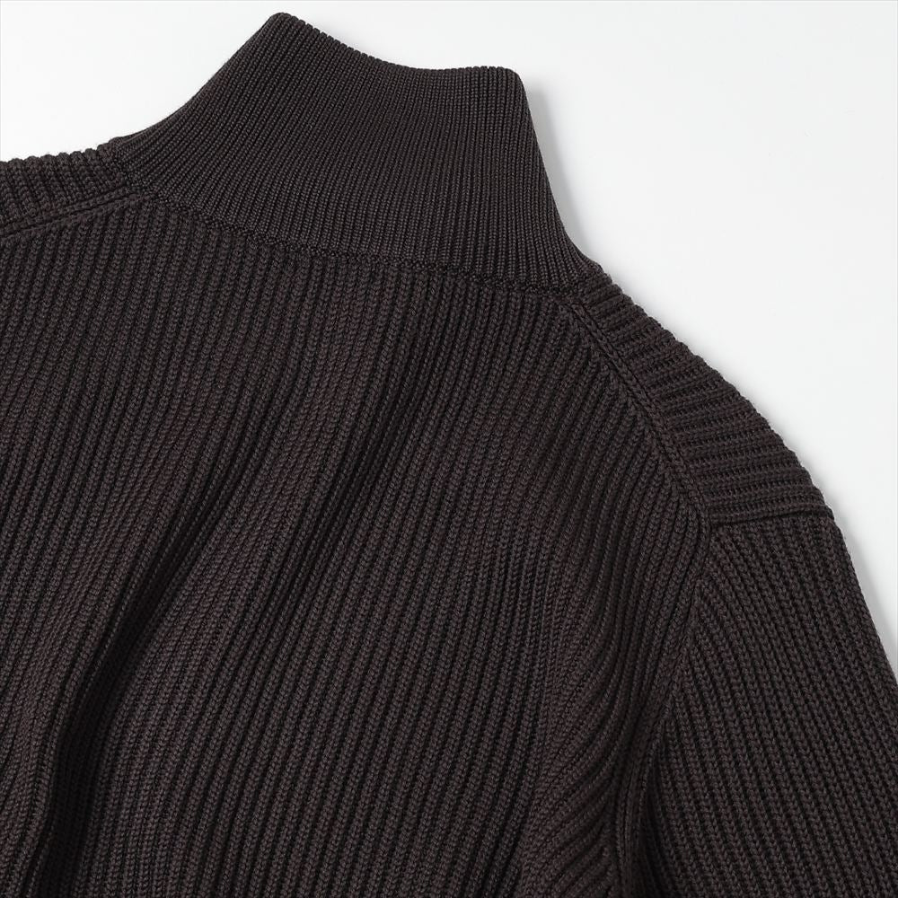 Stand Collared Double Rib Knit