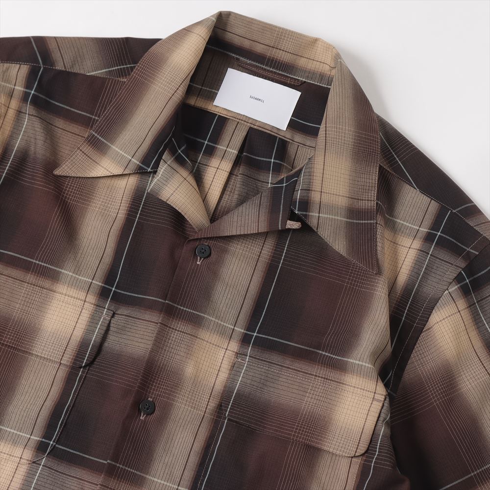 OMBRE PLAID OPEN COLLAR BLOUSE