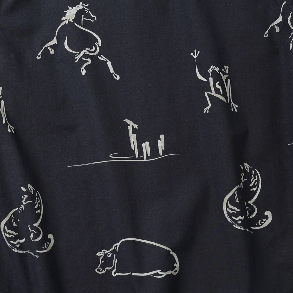 ORIGINAL PRINTED OPEN COLLAR SHIRTS (Animal Drawing) Long-sleeve