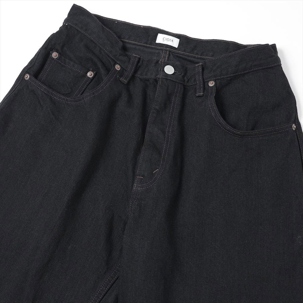 ブラック スビンコットン 13.5oz バギーデニム(BLACK)