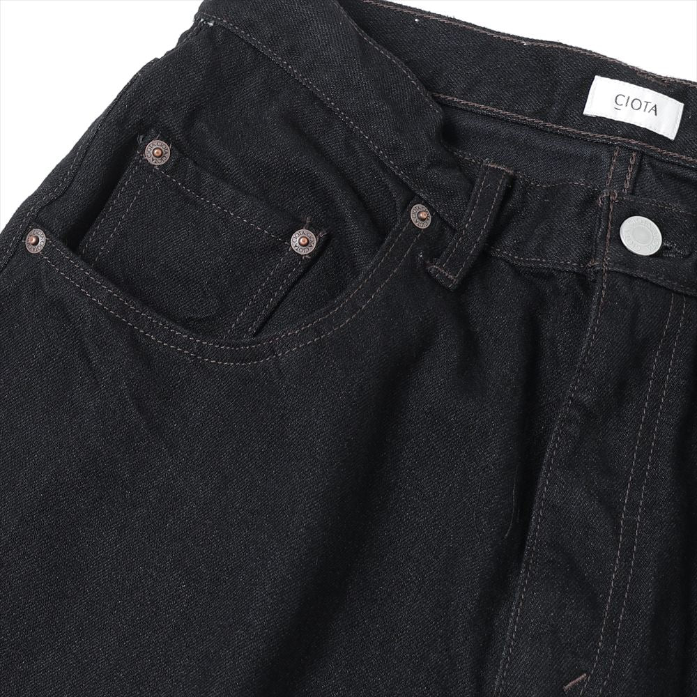ブラック スビンコットン 13.5oz バギーデニム(BLACK)