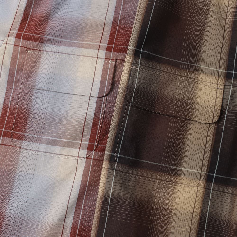 OMBRE PLAID OPEN COLLAR BLOUSE