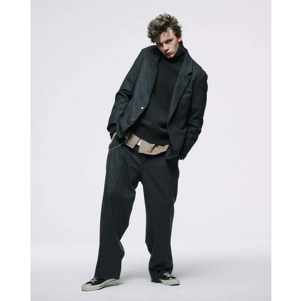 Wool Flannel Wide Trousers