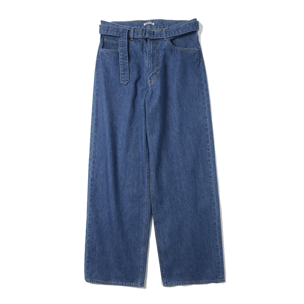 AURALEE) SELVEDGE LIGHT OZ DENIM BELTED PANTS (A25SP02SD 
