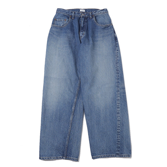 インディゴ スビンコットン 13.5oz バギーデニム(Medium Dark Blue Damage)