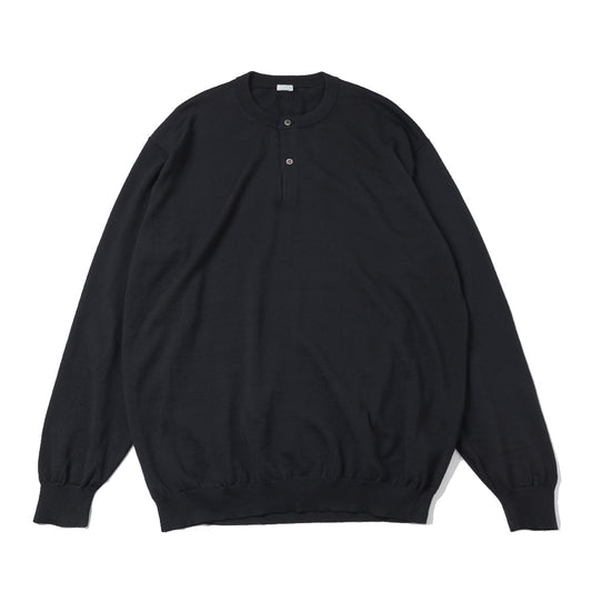 Wool Knit Henley Neck Sweater