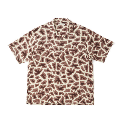 ORIGINAL PRINTED OPEN COLLAR SHIRTS (Giraffe) Short-sleeve