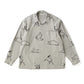 ORIGINAL PRINTED OPEN COLLAR SHIRTS (Animal Drawing) Long-sleeve