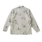 ORIGINAL PRINTED OPEN COLLAR SHIRTS (Animal Drawing) Long-sleeve