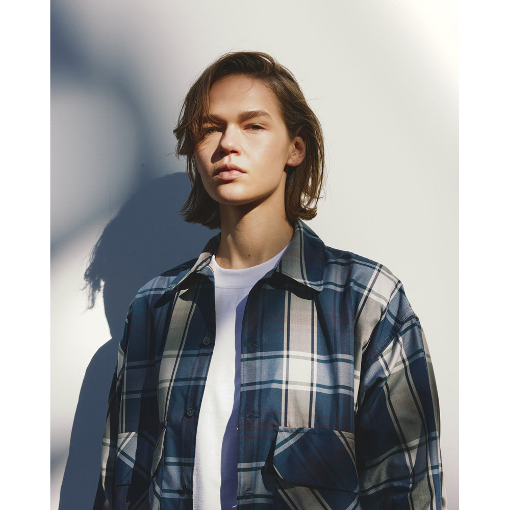 TECH SPORTS OPEN COLLAR SHIRT L/S BIG TARTAN