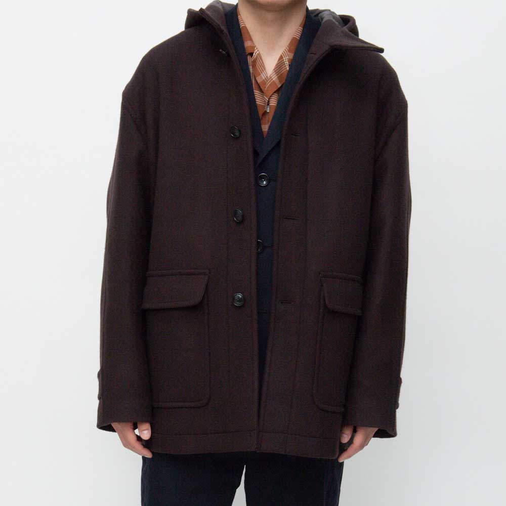 Hooded Melton Half Coat