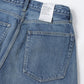 Tapered 5 Pocket Pants/Medium Dark Blue Damage