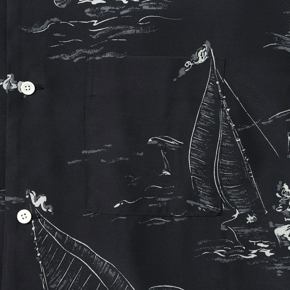 ORIGINAL PRINTED OPEN COLLAR SHIRTS(MARINE)L/S