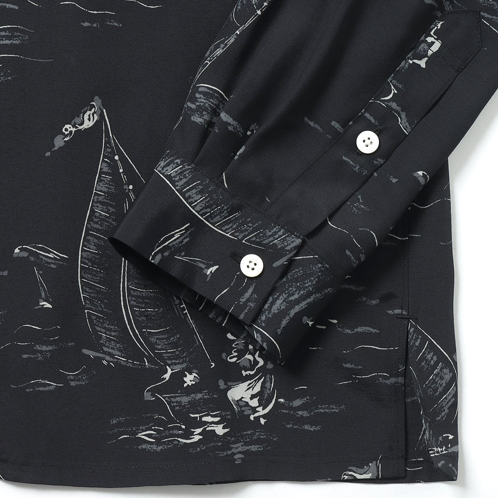 ORIGINAL PRINTED OPEN COLLAR SHIRTS(MARINE)L/S