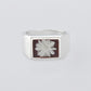 Signet Ring with Bordeaux Flower