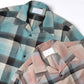 RAYON OMBRE PLAID OPEN COLLAR BLOUSE