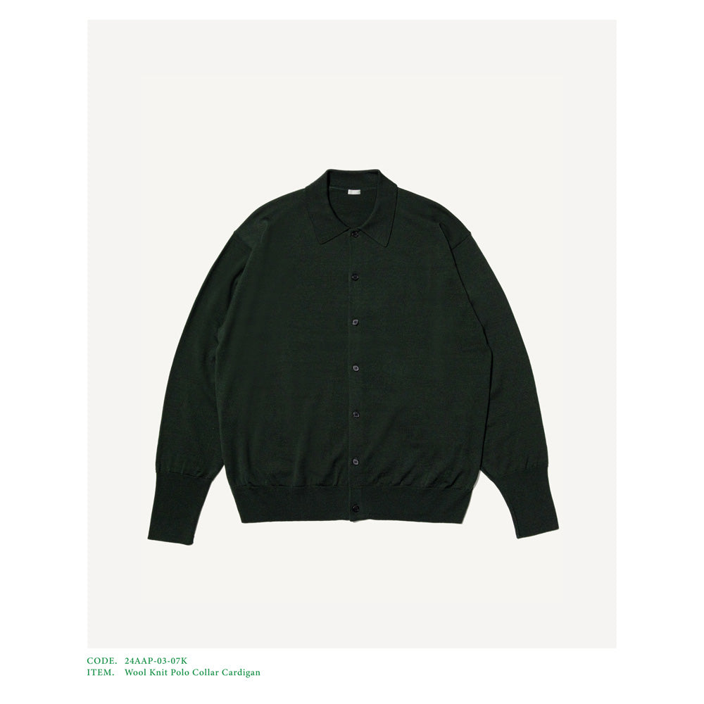 Wool Knit Polo Collar Cardigan