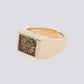 Signet Ring with Golden Palm Flower