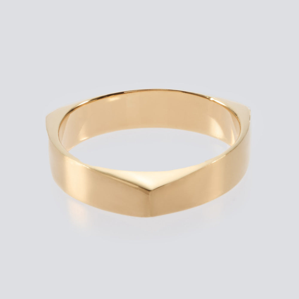 XOLO JEWELRY (ショロ) Triangle 3D Ring with Hair Line -Gold