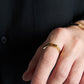 Triangle 3D Ring with Hair Line -Gold-