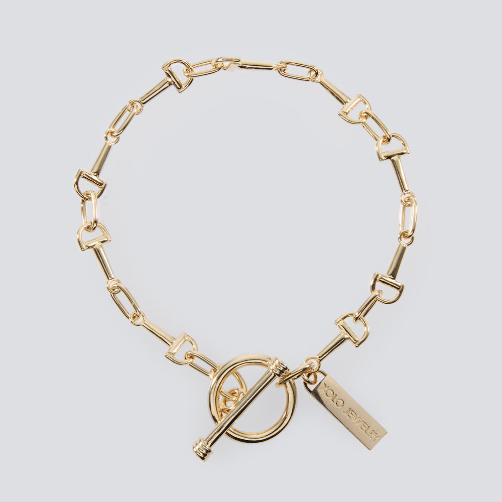 Horse Bit Link Bracelet -6mm- -Gold-