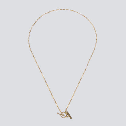 Tiny Solid Anchor Link Necklace -Gold-