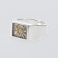 Signet Ring with Gray &amp; Gold Flower 26ssmae