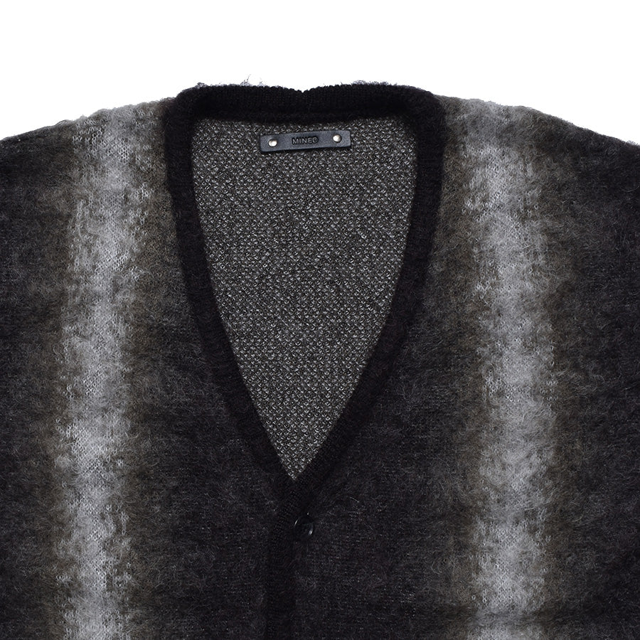 MINEDENIM - Fuzzy Stripe Mohair Knit Cardigan (2509-6001